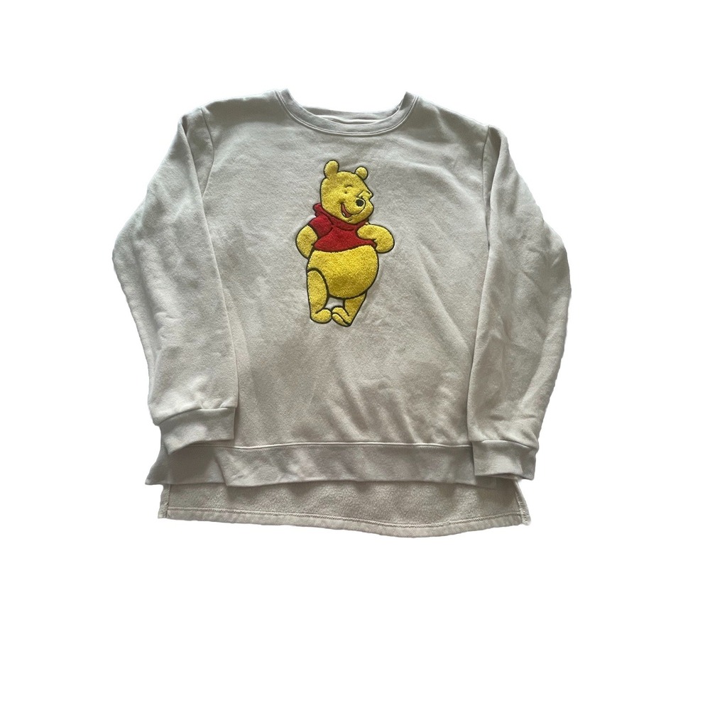 Disney Winnie the Pooh Women's Size Medium Raised Character Ivory Sweatshirt
